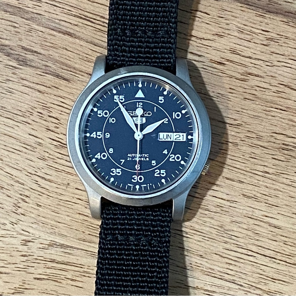 Seiko 5 Sports Automatic watch, blue with custom bracelet
